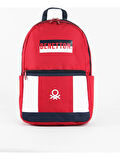 United Colors Of Benetton 04287 Çanta Kırmızı-Beyaz-Lacivert  Unisex Okul Çantası