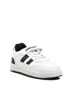Ayakmod 725-24K-P Beyaz-Siyah Cırtlı Çocuk Sneaker