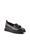 Ayakmod 44278 Siyah Hakiki Deri Kadın Loafer Ayakkabı
