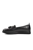 Ayakmod 44278 Siyah Hakiki Deri Kadın Loafer Ayakkabı
