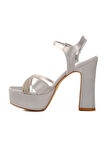 Ayakmod 655413 Z Gümüş Yüksek Topuk Kadın Topuklu Ayakkabı