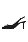 Ayakmod 575010 Z Siyah Saten Kadın Topuklu Ayakkabı Stiletto