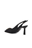 Ayakmod 575010 Z Siyah Saten Kadın Topuklu Ayakkabı Stiletto
