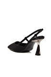 Ayakmod 459158 Z Siyah Simli Tekstil Kadın Abiye Ayakkabı Stiletto Düğün Nişan Ayakkabısı