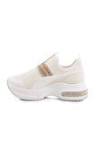 702307 Z Beyaz Kadın Taşlı Günlük Ayakkabı