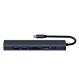 Coofbe Pd 100W 7in1 Type-C HUB RJ45 HDMI Kart Okuyucu Type-c Dönüştürücü Çoğaltıcı USB3.0 Çoğaltıcı