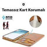 Coofbe Temassız Kart Korumalı Mıknatıslı Deri Cüzdanlı Samsung Galaxy S23 Kılıf 3 Adet Kart Bölmeli