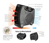 RAKS 2000w Elektrikli Fanlı Isıtıcı 2 Kademe Termostadlı Siyah Rax PF 20