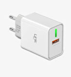 LinkTech USB - Type-C Kablolu Şarj Aleti Set Beyaz C248 22.5W PD/QC