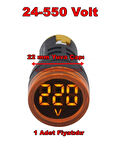 GWEST 24v-550v Voltmetreli SARI Sinyal Lambası 220v Göstergeli 22mm