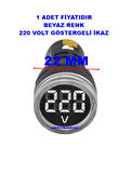 GWEST 24v-550v Voltmetreli BEYAZ (şeffaf) Sİnyal Lambası 220v Göstergeli 22mm