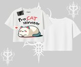 Paws Off Yazılı Kedi Baskılı Streetwear Kayık Yaka Tshirt