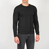 Erkek Kazak Bisiklet Yaka Siyah Desenli Slim Fit Triko NCS JEANS 3638