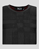 Erkek Kazak Bisiklet Yaka Siyah Desenli Slim Fit Triko NCS JEANS 3638