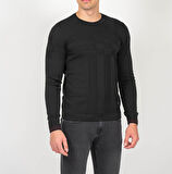 Erkek Kazak Bisiklet Yaka Siyah Desenli Slim Fit Triko NCS JEANS 3638
