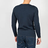 Erkek Kazak Bisiklet Yaka Lacivert Desenli Slim Fit Triko NCS JEANS 3638