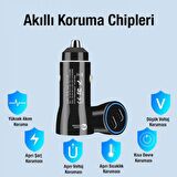 Coofbe 60W Turbo Araç Şarjı 2 Type-c Girişli Şarj Akım Korumalı Araç Çakmaklık Şarjı 12v-24v Araç Şarj