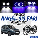 Fiat Fiorino 2008-2023 Uyumlu Üniversal Mercekli Angel Sis Farı Metal Su Geçirmez 76 mm Mavi Halkalı Gündüz Farı Angel Eyes 2 Adet
