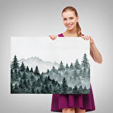 Suluboya Görünümlü Orman Manzarası Dekoratif Kanvas Duvar Tablosu-3644