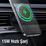 Baseus Super Araç Şarj Mgsafe Kablosuz 15W Araç Şarjı Telefon Tutucu İphone 12 13 14 15 Pro Max Şarj