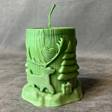 Uretti - Ayşe 7362 - El Yapımı Yılbaşı Figürlü Mum - Yeşil - 7 x 8 cm