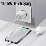 Baseus USB 10.5 Watt Hızlı Şarj Adaptörü Beyaz