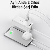 Baseus USB 10.5 Watt Hızlı Şarj Adaptörü Beyaz