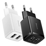 Baseus USB 10.5 Watt Hızlı Şarj Adaptörü Beyaz