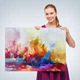 Fırça Darbeli Soyut Modern Sanat Yağlıboya Görünüm Kanvas Duvar Tablosu-3652