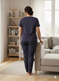 KADIN SİYAH KALP DETAYLI PİJAMA TAKIMI