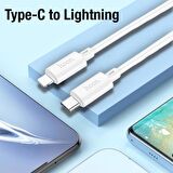  Coofbe Hc Seri 1Mt Turbo Şarj 20W Type-C to iPhone Şarj Kablosu İphone 11 12 13 14 Pro Max Şarj Data Kablosu