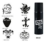 Çocuksu Semboller Spray Tattoo Geçici Dövme Yapma Seti Dark Siyah 