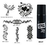Kadın bel Kol Sembolleri Spray Tattoo Geçici Dövme Yapma Seti Dark Siyah 