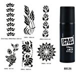 Çiçek Desenleri Spray Tattoo Geçici Dövme Yapma Seti Dark Siyah 