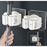 Yapışkanlı Pratik Mop Tutucu 4 Adet Gri