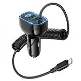 Coofbe Hc Seri Araç Şarj İstasyonu 30W 2 USB+ Type-C Girişli Araç Şarjı Araç Çakmaklık Şarjı Set