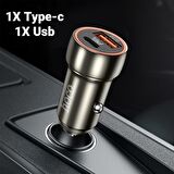 Coofbe Hc Seri Turbo Şarj 20W Araç Şarjı USB + Type-C Girişli QC3.0 Araç Çakmaklık Şarj Başlığı