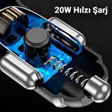 Coofbe Hc Seri Turbo Şarj 20W Araç Şarjı USB + Type-C Girişli QC3.0 Araç Çakmaklık Şarj Başlığı