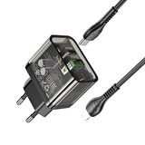 Coofbe Lightning - Type-C 20 Watt Hızlı Şarj Aleti Siyah