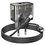 Coofbe Lightning - Type-C 20 Watt Hızlı Şarj Aleti Siyah