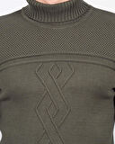 Erkek Triko Tam Boğazlı Örgü Desenli Haki Slim Fit Kazak NCS JEANS 3659 