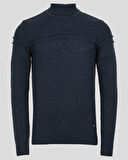 Erkek Triko Tam Boğazlı Örgü Desenli Lacivert Slim Fit Kazak NCS JEANS 3659 