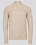 Erkek Triko Tam Boğazlı Örgü Desenli Bej Slim Fit Kazak NCS JEANS 3659