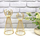 Decodelight Gold Kaplama Metal 2'li Set Salon Olimpiyat Model Kristal Cam Toplu Aksesuar Dekor