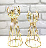 Decodelight Gold Kaplama Metal 2'li Set Salon Olimpiyat Model Kristal Cam Toplu Aksesuar Dekor