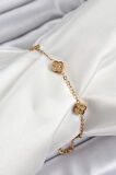 HEYF 316L Çelik Yonca Model Gold Renk Kadın Bileklik