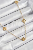 HEYF 316L Çelik Yonca Model Gold Renk Kadın Kolye
