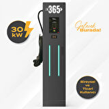 E 365 DC Dikili Tip 10 İnç Ekranlı Acrel Sayaçlı Tek Kablolu RFID 30kW Şarj İstasyonu (Bireysel ve Ticari Kullanıcı)