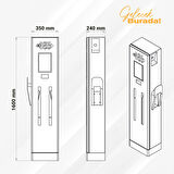E 365 DC Dikili Tip 10 İnç Ekranlı Acrel Sayaçlı Tek Kablolu RFID 30kW Şarj İstasyonu (Bireysel ve Ticari Kullanıcı)