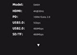 Coofbe Şeffaf 6in1 PD 100W Type-c Dönüştürücü Hub Type-c To 4K HDMI USB3.0 USB2.0 SD TF Dönüştürücü